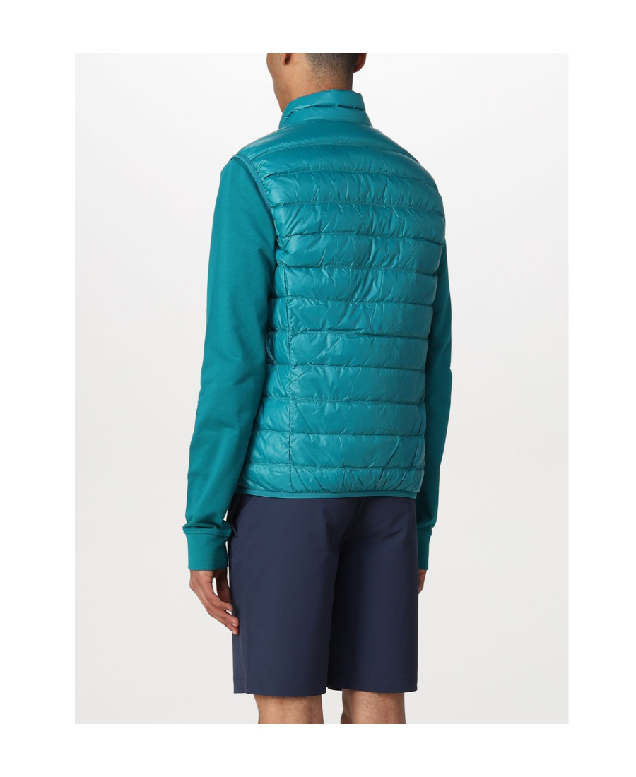 Ea7 High-necked Quilted Down Jacket In Blue