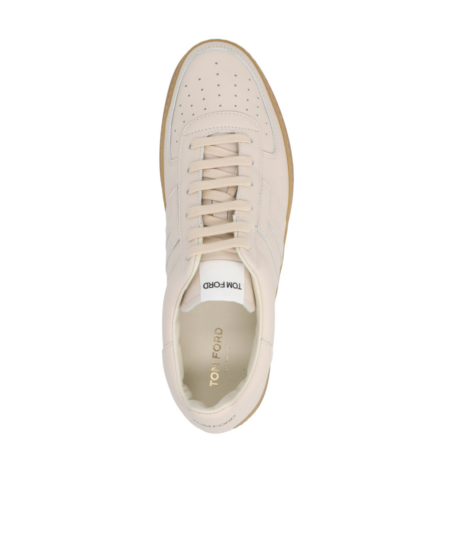 Tom Ford Smooth Leather Low Top Sneakers In Nude
