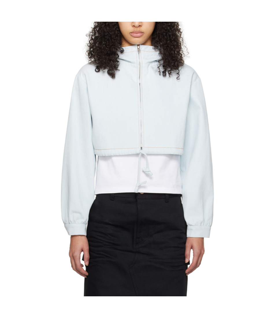 We11 Done Cropped Hooded Sweater In White