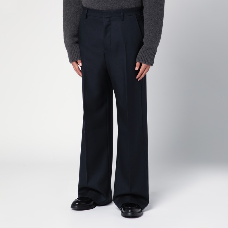 Ami Alexandre Mattiussi Navy Wide-leg Trousers In Wool In Black