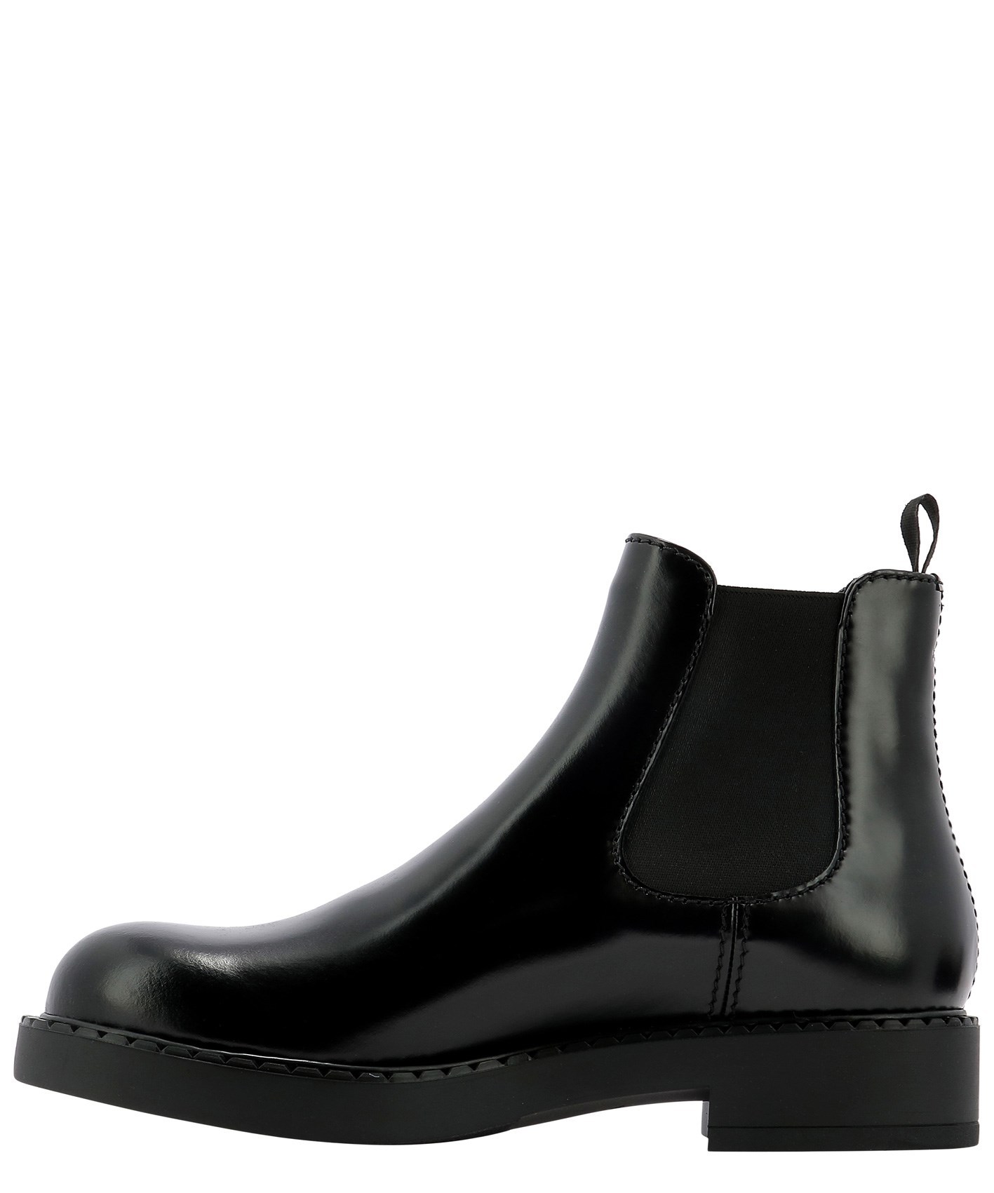 Shop Prada Brushed Leather Chelsea Boots In Black