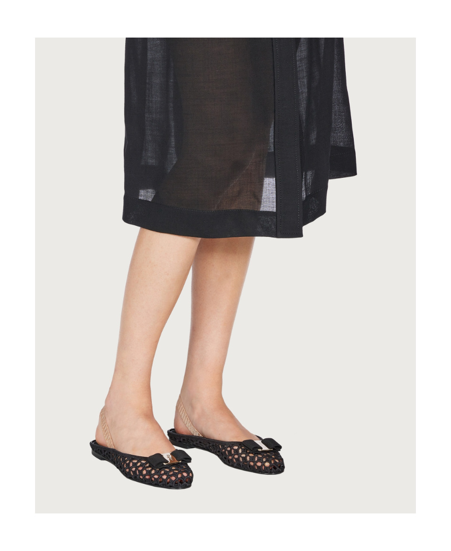 Ferragamo Varina Macramé Weave Slingback Flats In Black