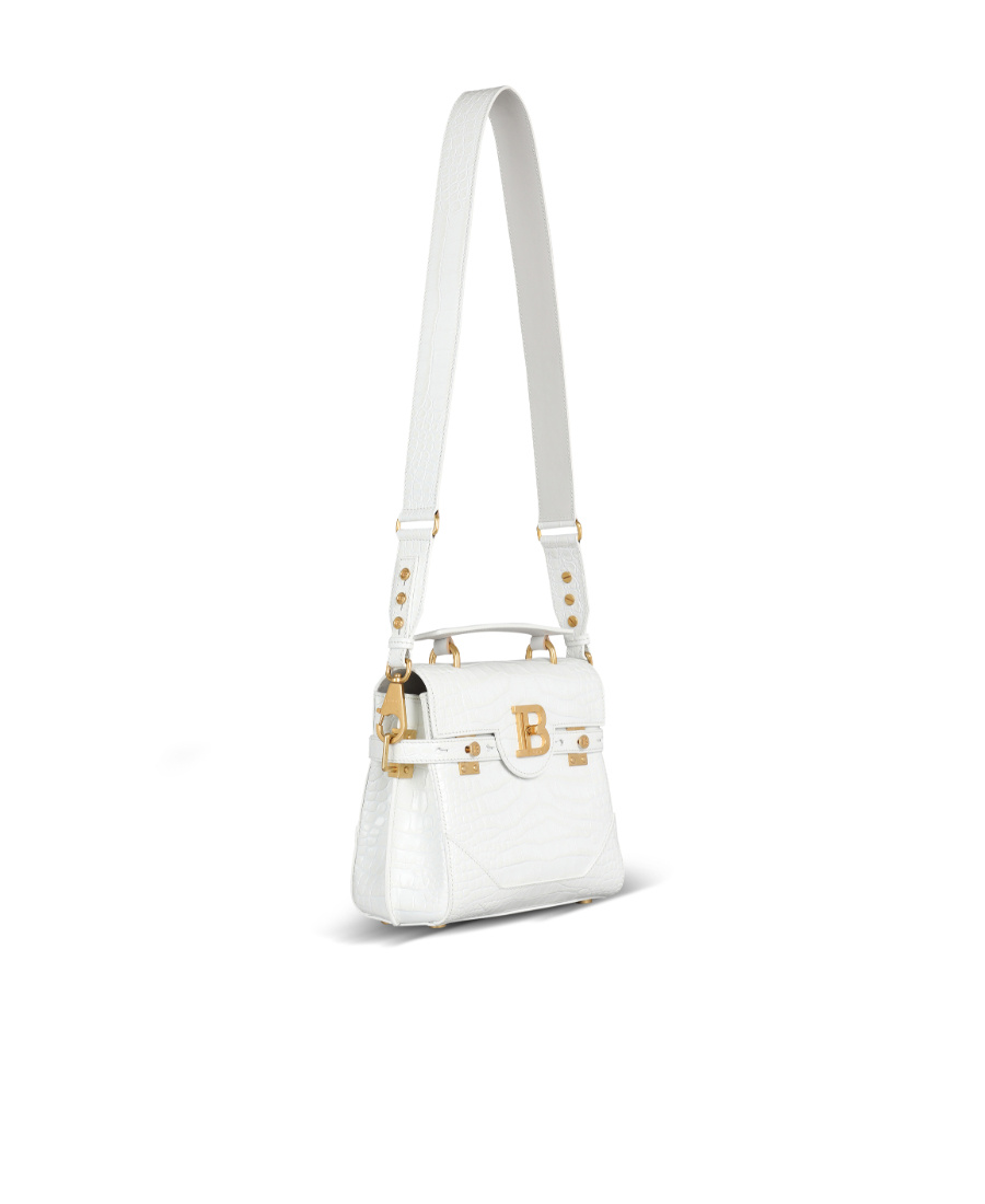 BALMAIN B-BUZZ 23 BAG IN CROCODILE EFFECT-EMBOSSED LEATHER