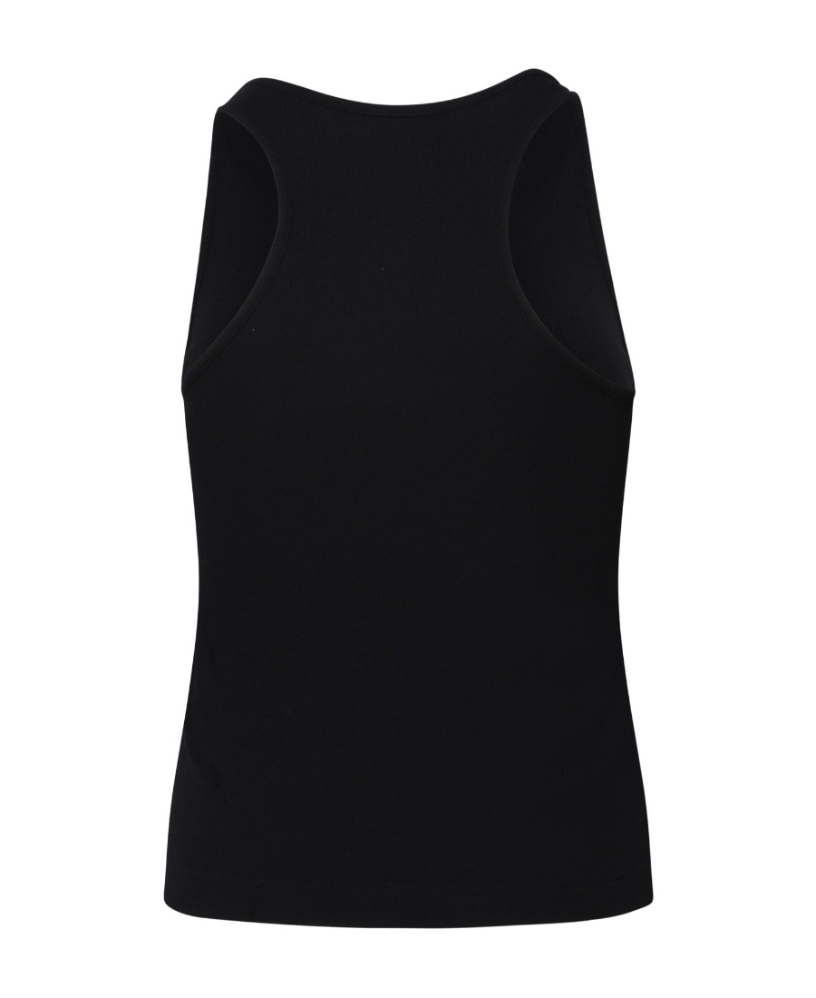 Palm Angels Logo Embroidered Ribbed Tank Top In Black