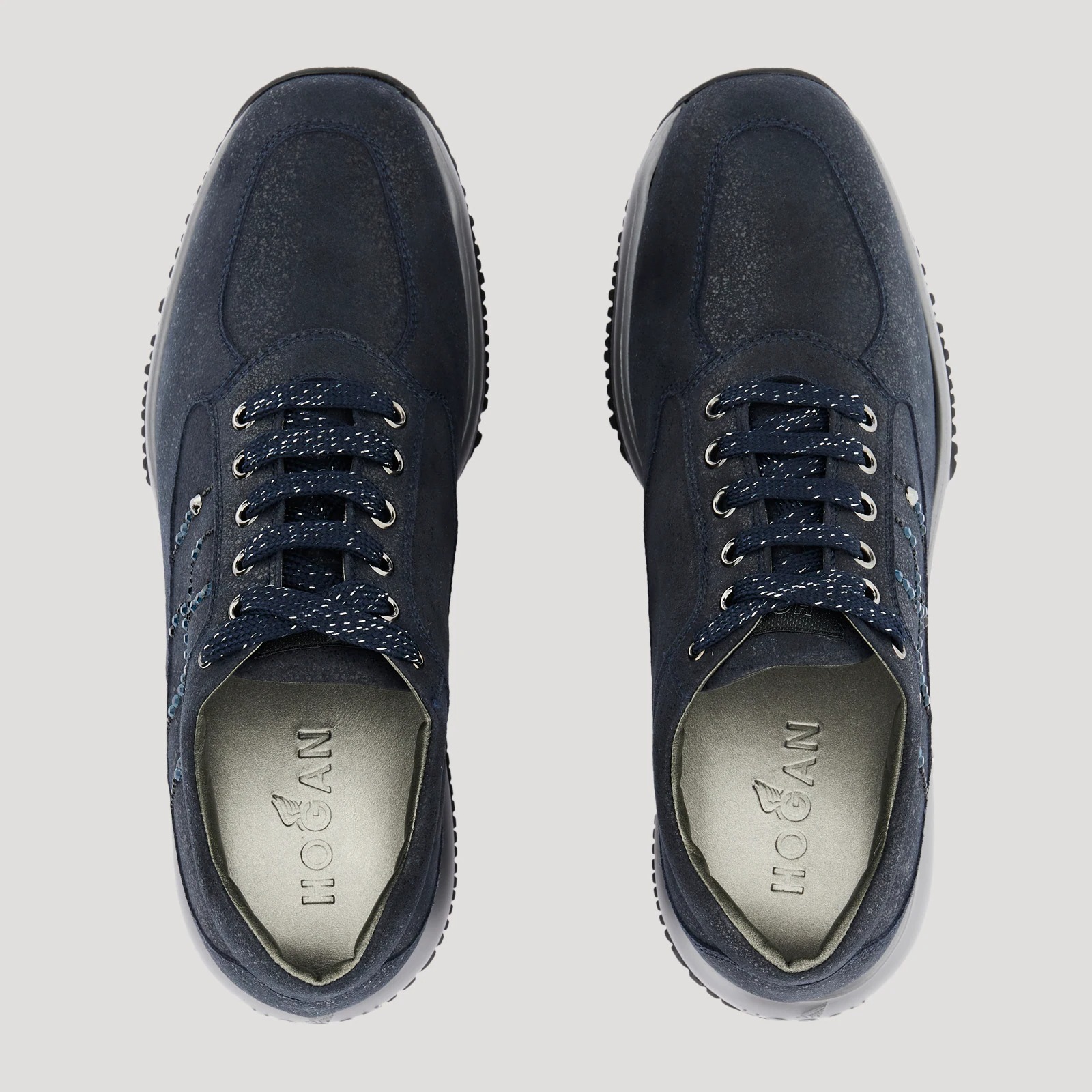 Hogan Crystal-embellished Logo Sneakers In Black