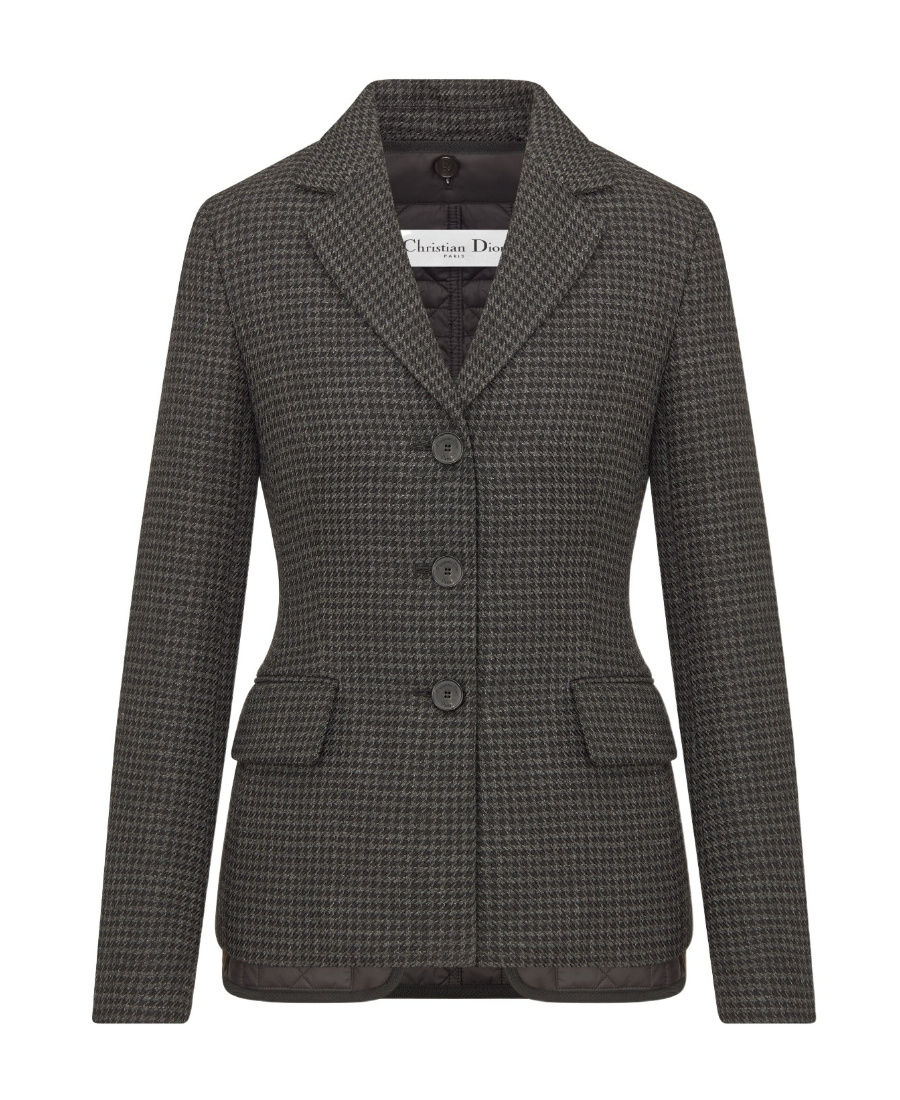 Dior Plaid Wool Suit Jacket In Gray