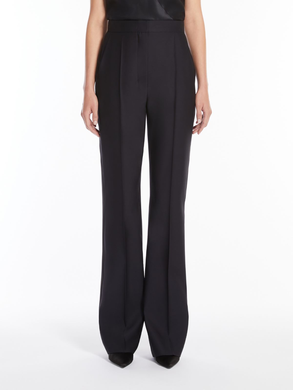 Max Mara Wool And Silk Slim Trousers In Black