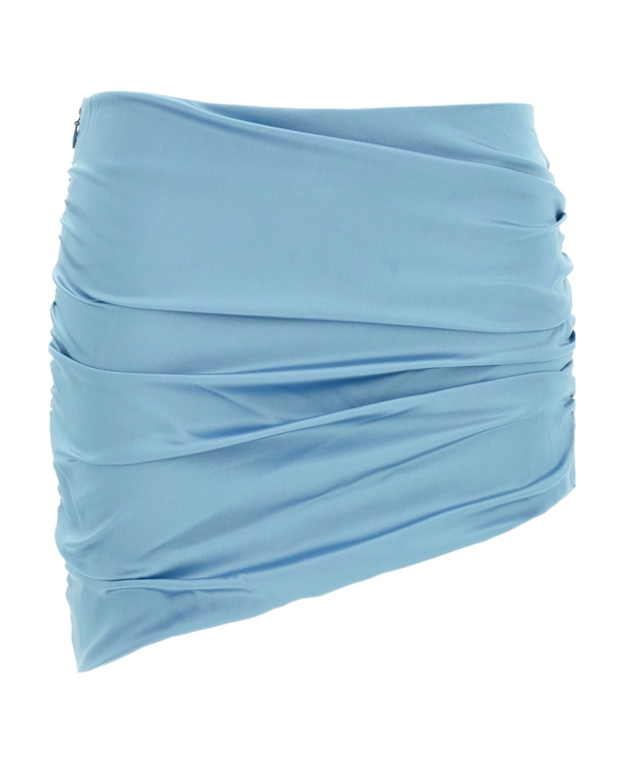 Alessandra Rich Asymmetric Satin Mini Skirt In Blue
