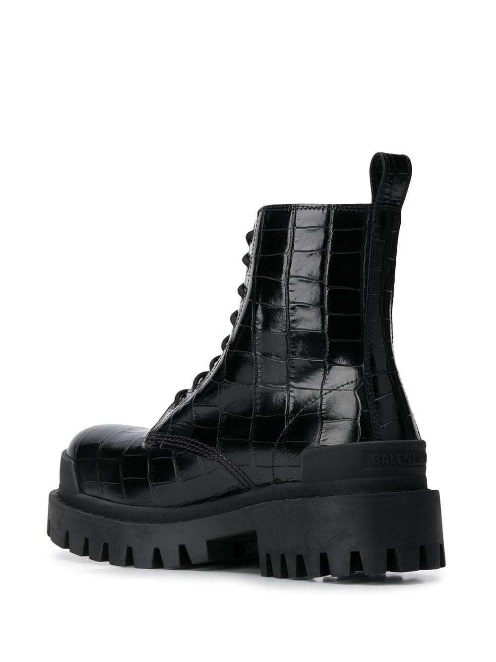 Balenciaga Strike L20 Crocodile Effect Chunky Boots In Black