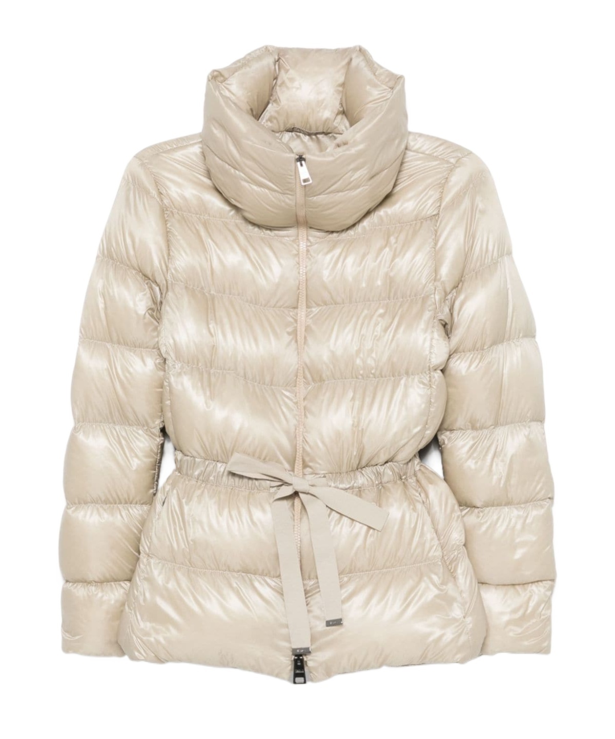 Herno Belted Short Down Jacket In Nude