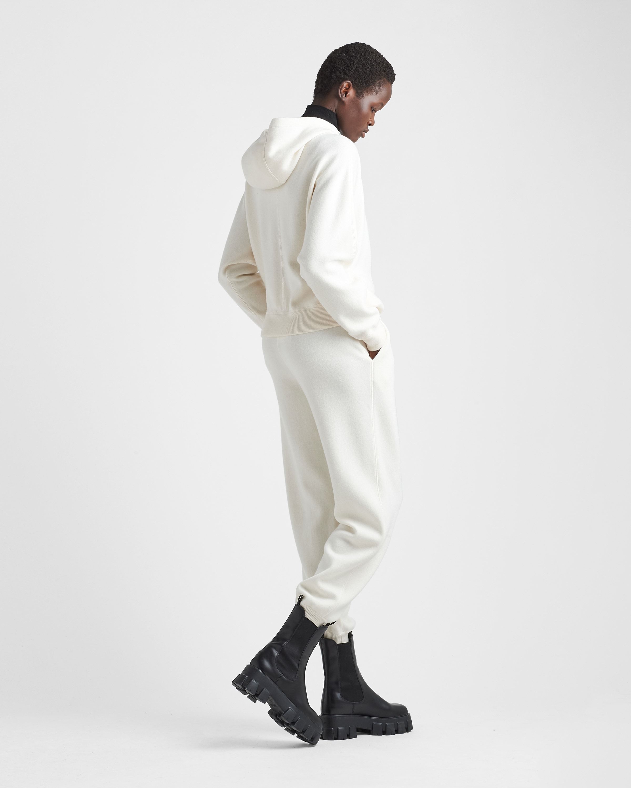 Prada Drawstring Knitted Trousers In White