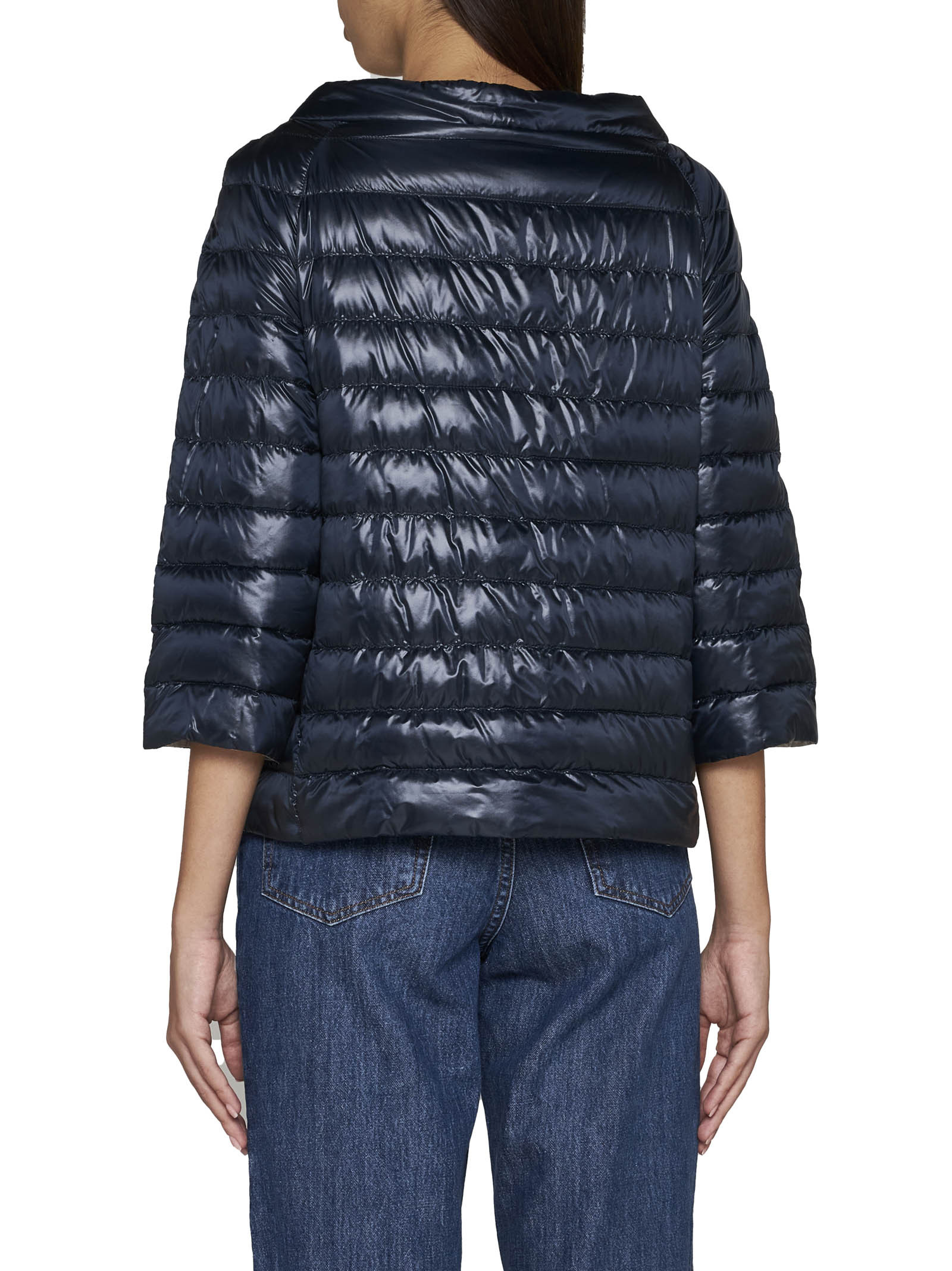 Herno Blue Padded Reversible Jacket In Polyamide Woman In Black