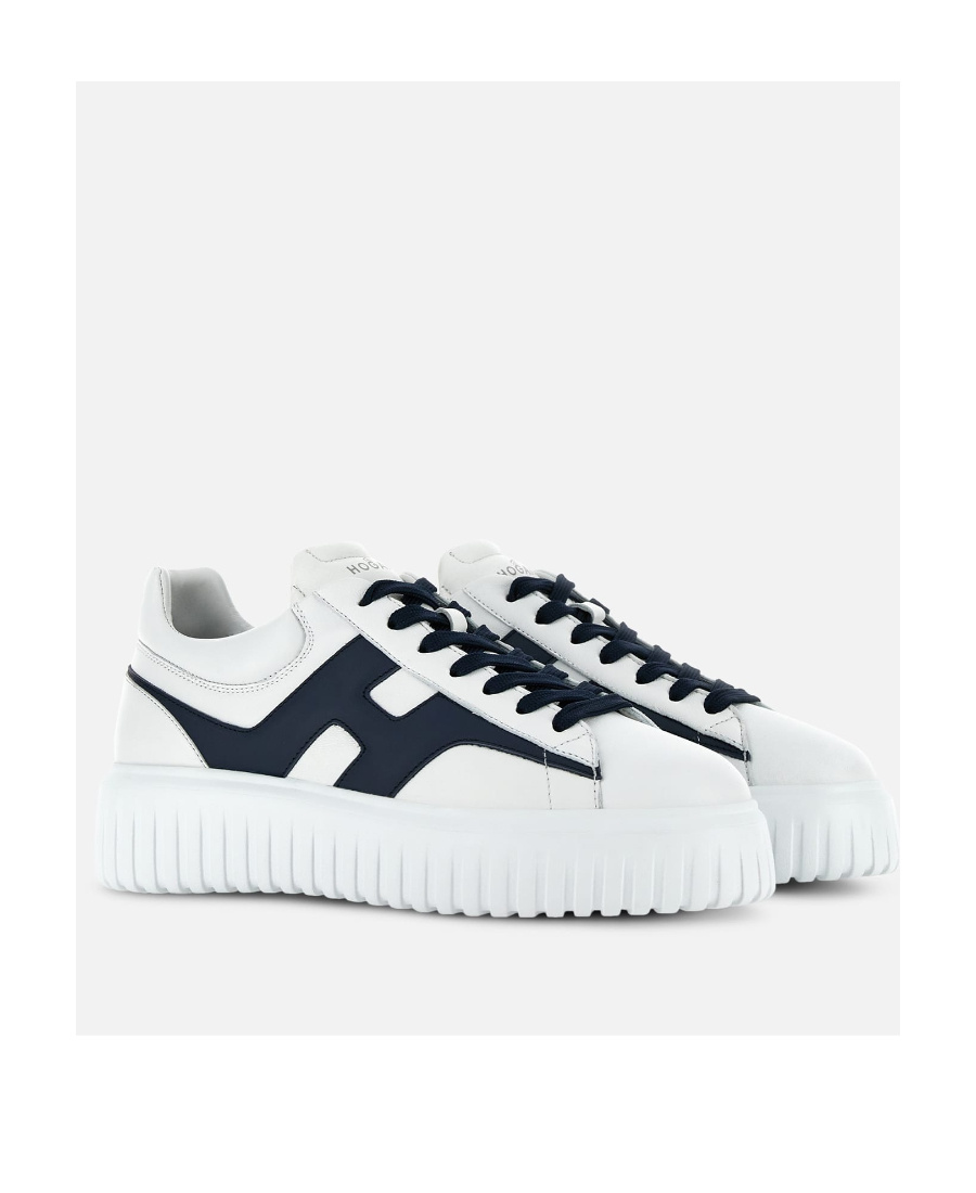 Hogan H-stripes Low-top Sneakers With Smooth Leather Upper In White