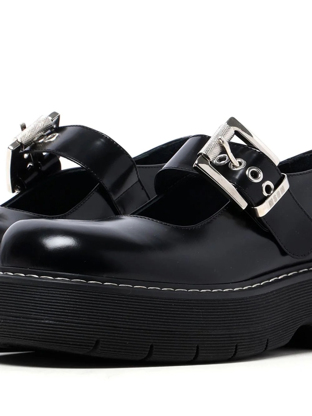 Msgm Buckle Platform Mary Jane Shoes In Black