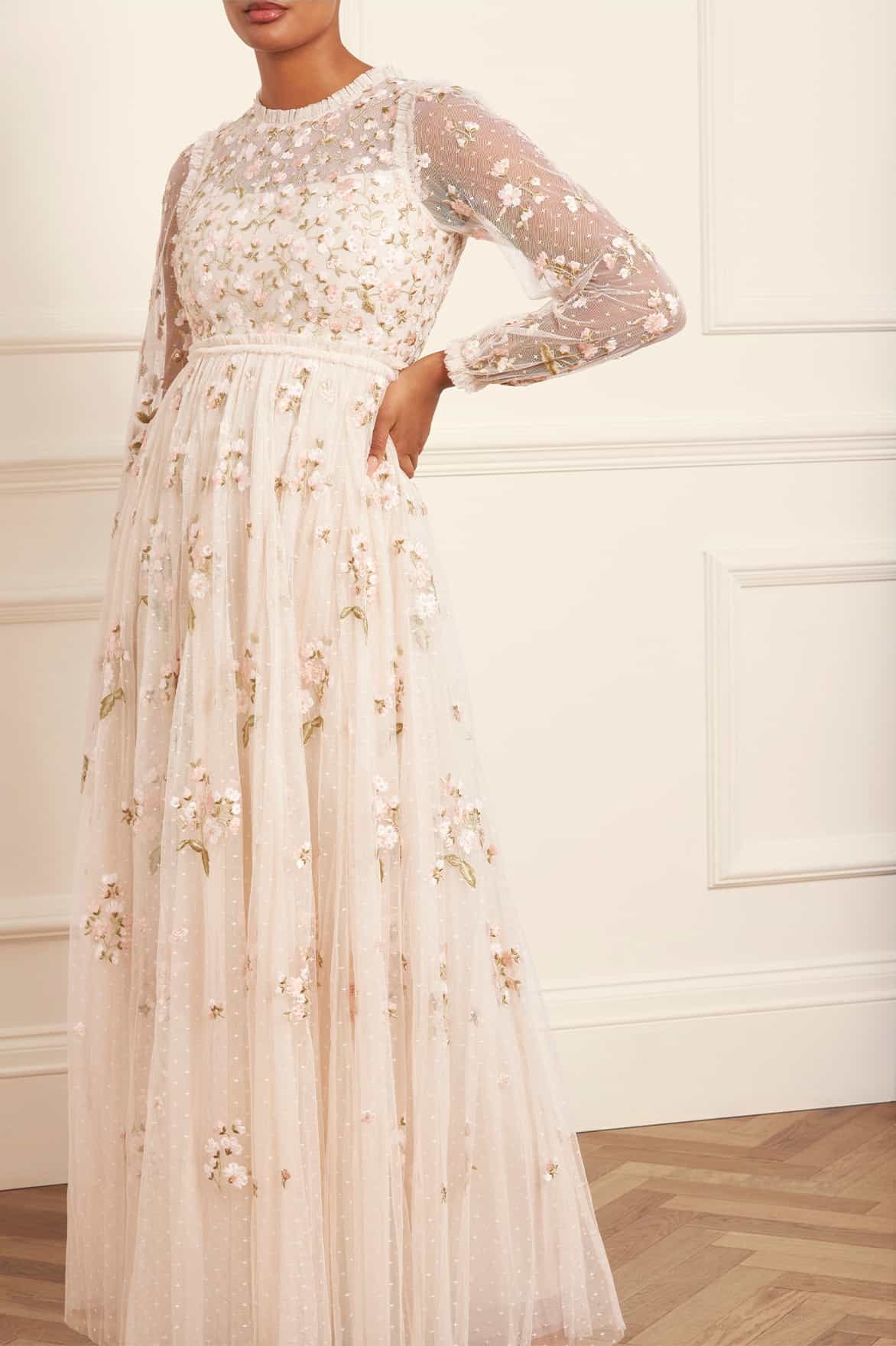 NEEDLE & THREAD POSY FLORAL-EMBROIDERED GOWN 