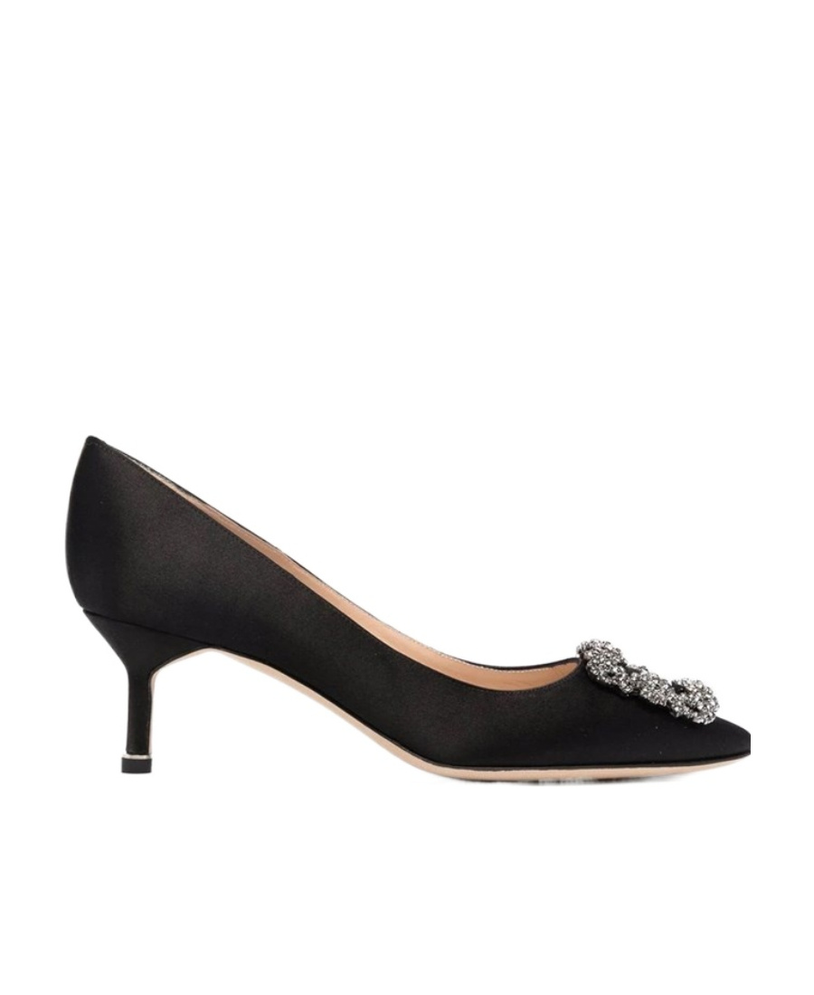 Manolo Blahnik Square Buckle High Heels In Black