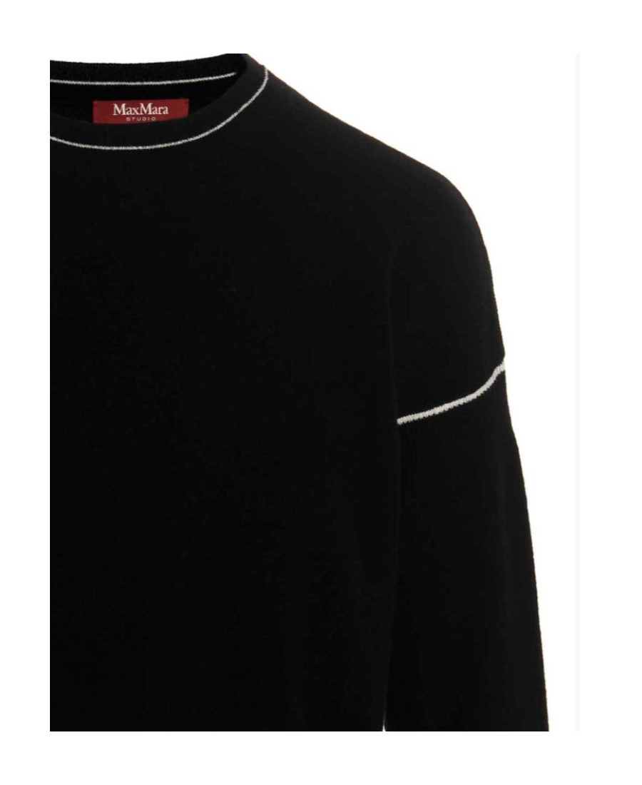 Max Mara Round Neck Long-sleeved Sweater In Black