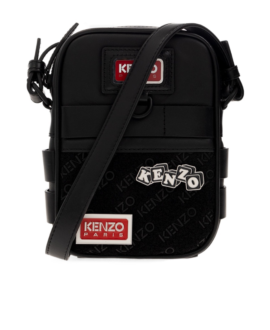 Kenzo Logo Badge Messenger Bag In White