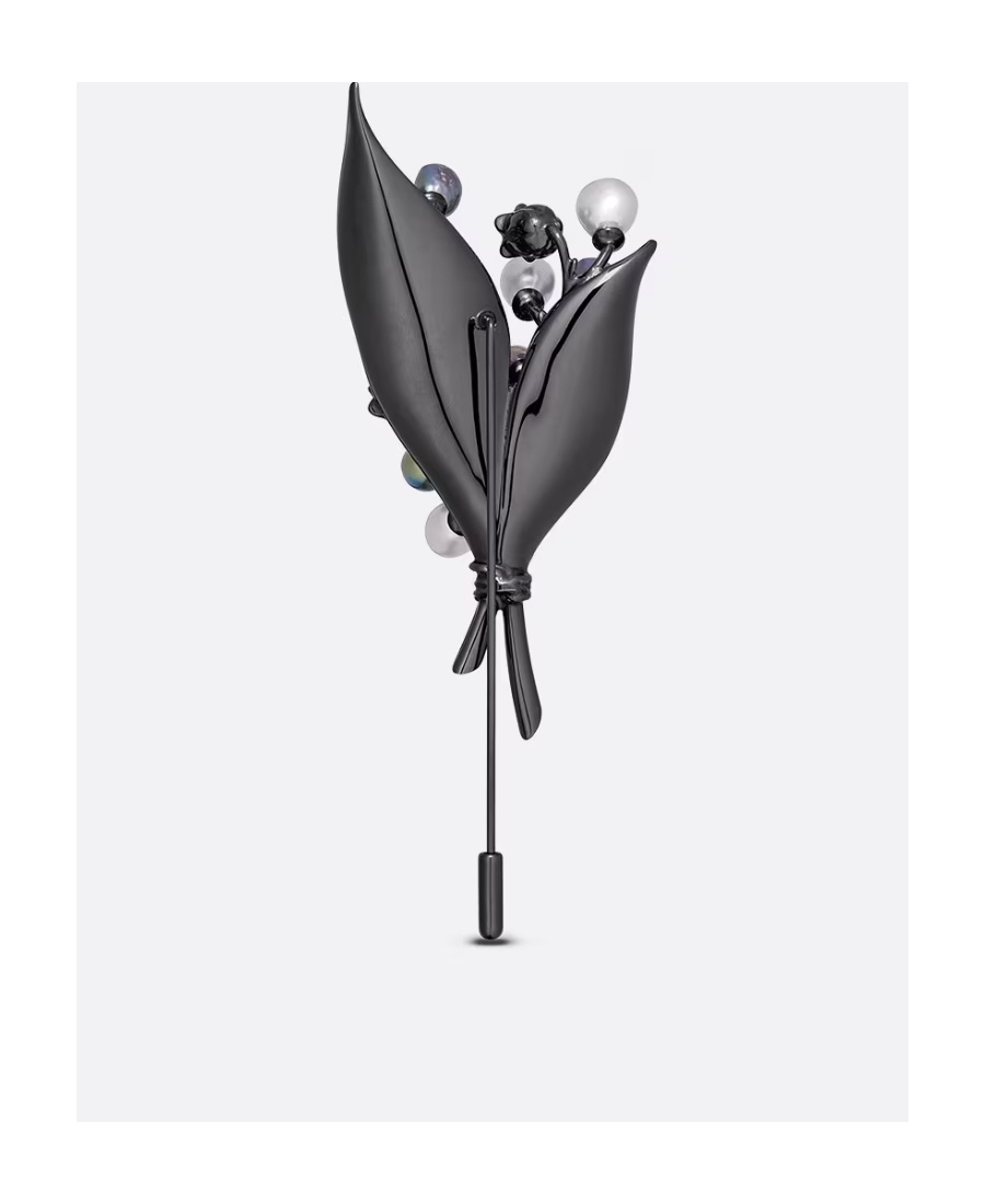 Dior Lily Of The Valley Brooch In Black