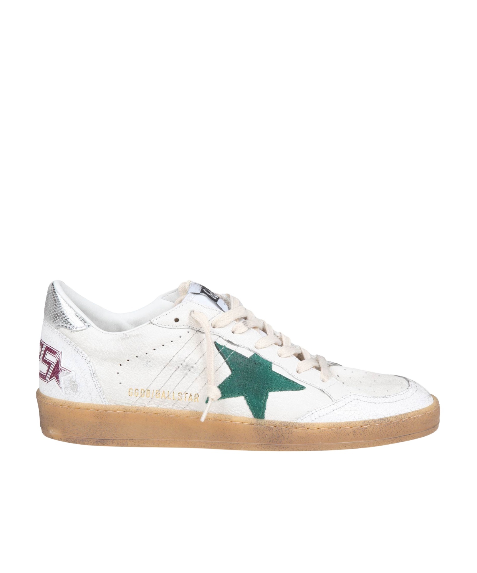 Golden Goose Leather Low Top Sneakers With Distressed Effect In White