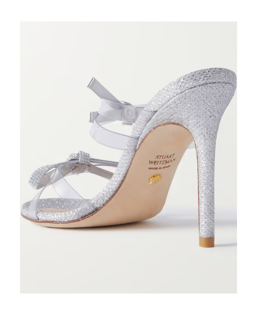 Stuart Weitzman Metal Sandals With Ornaments In Gray