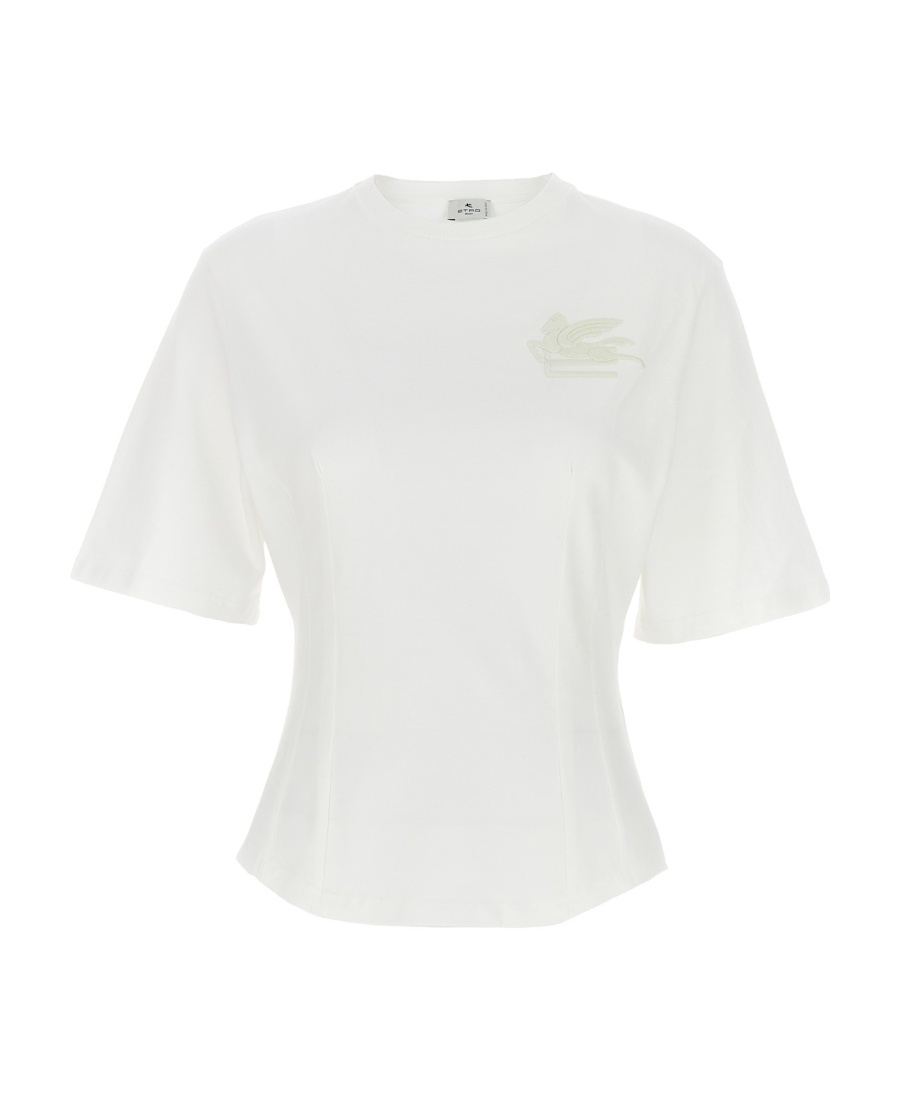 Etro Waist-fitted Logo-embroidered T-shirt In White