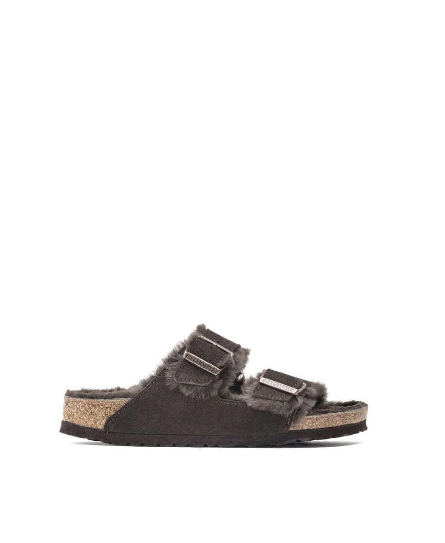 Birkenstock Shearling-lined Double-buckle Sandals In Black
