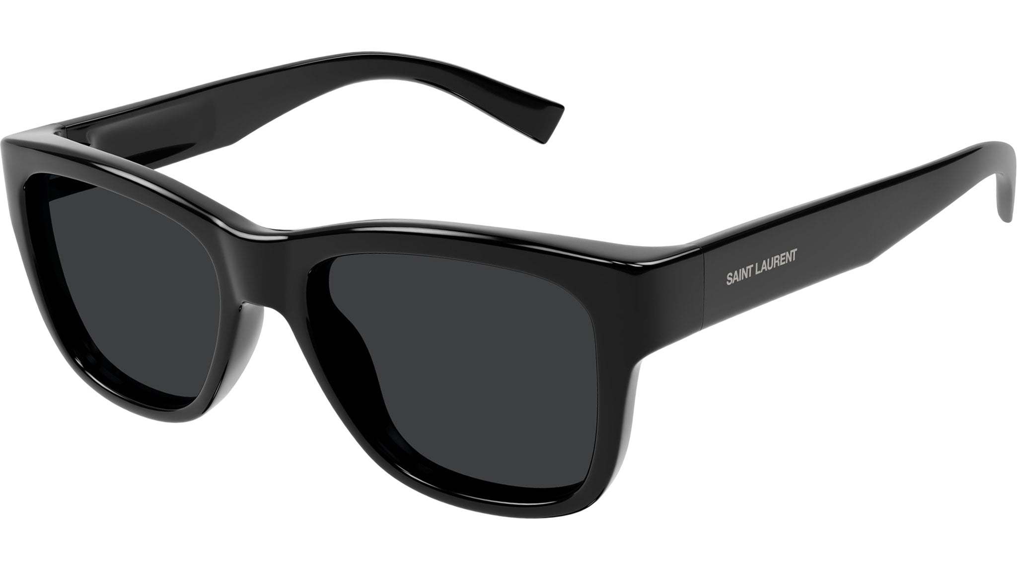 Saint Laurent Logo-print Wayfarer-frame Sunglasses In Black