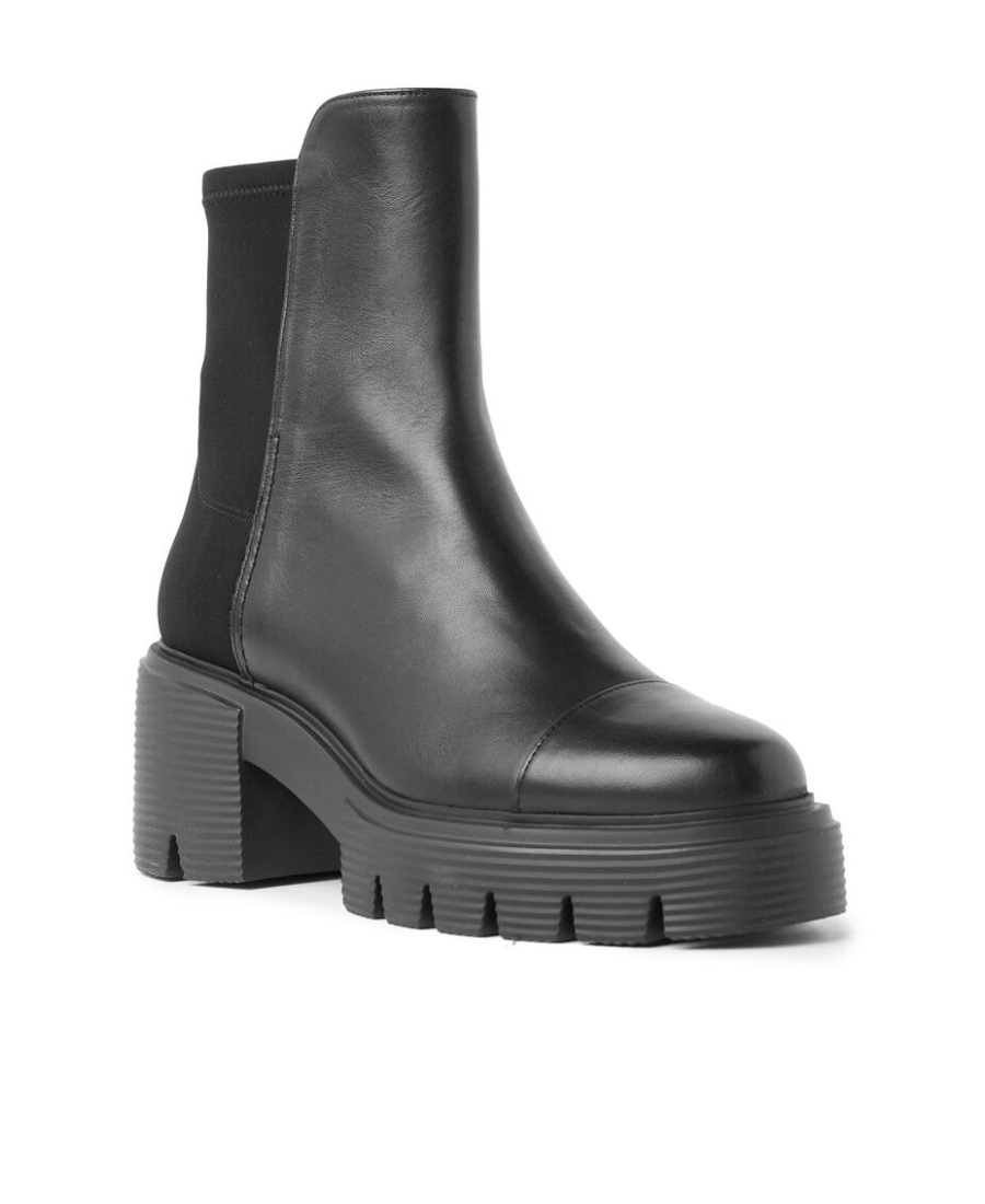 Stuart Weitzman Panelled Leather 75mm Chelsea Boots In Black