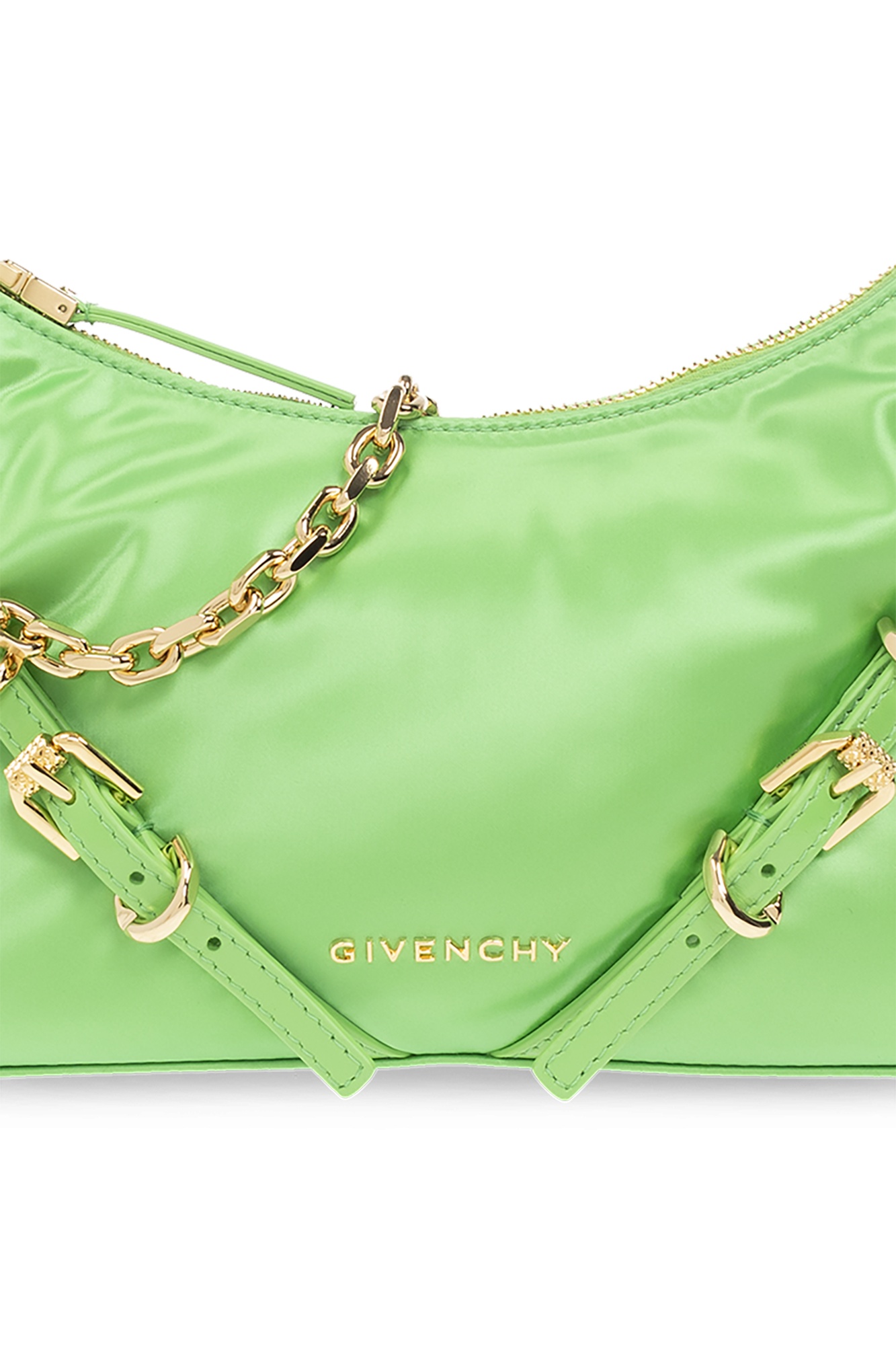 Givenchy Logo-lettering Zipped Shoulder Bag In Green