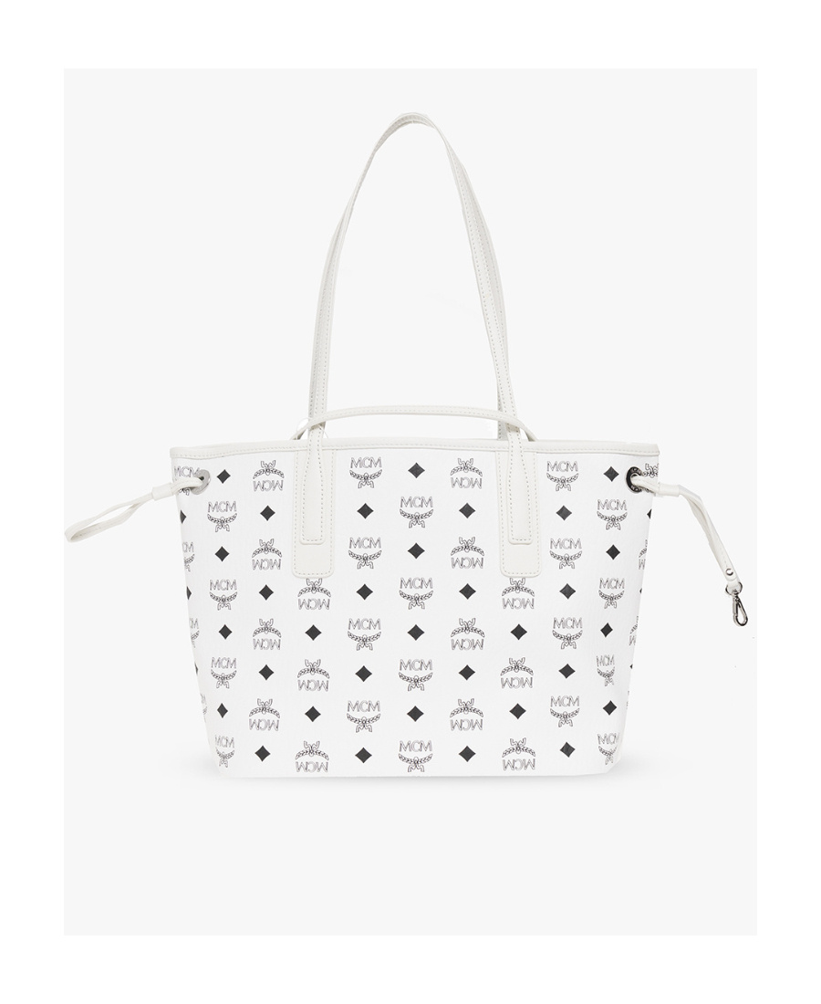 Mcm White Canvas Reversible Liz Shopping Bag In White