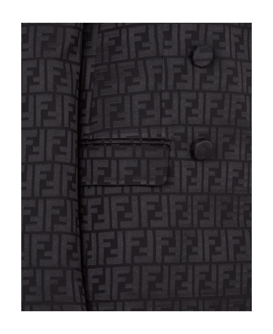 Shop Fendi Ff Monogram Double-breasted Blazer In Black