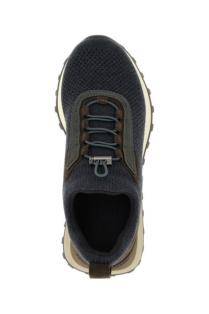 Brunello Cucinelli Performance Knit Sneakers Textured Sole In Gray
