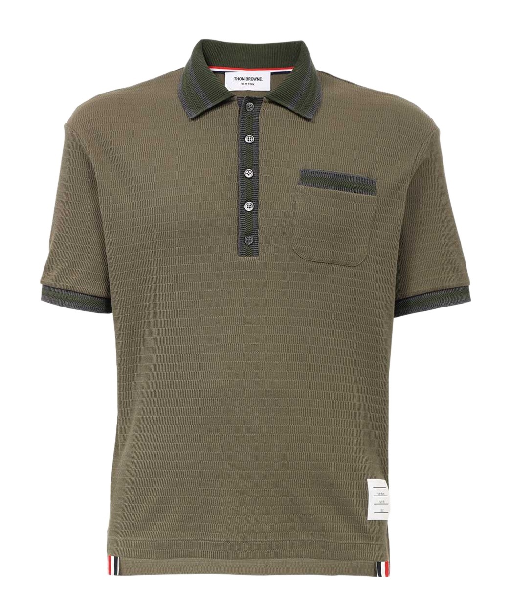 THOM BROWNE THOM BROWNE POINTELLE STRIPE DETAILED POLO SHIRT