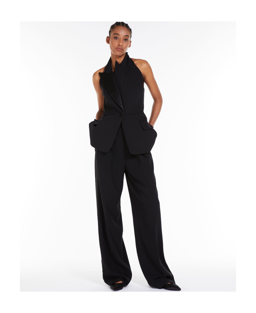 Max Mara Stretch Wool Pants In Black