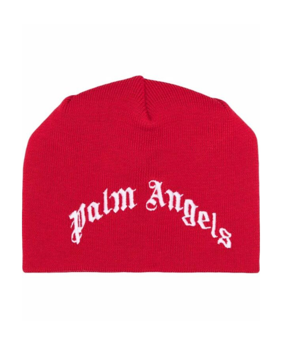 Palm Angels Intarsia-logo Beanie In Red