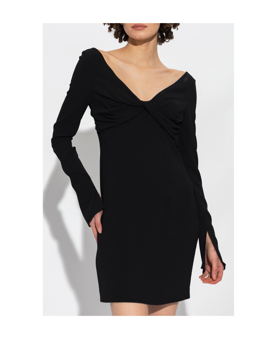 Blumarine Long-sleeve V-neck Minidress In Black