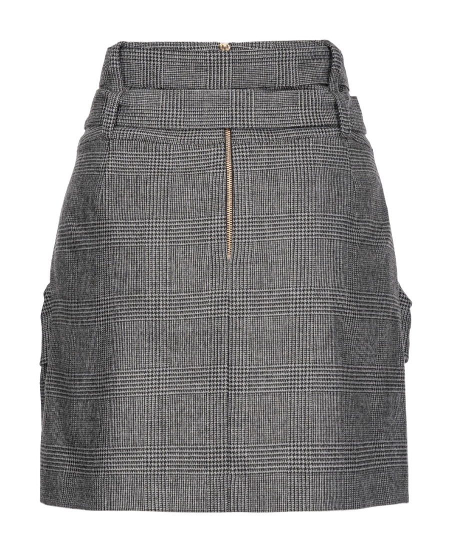 Pinko Houndstooth-pattern Cargo Skirt In Gray
