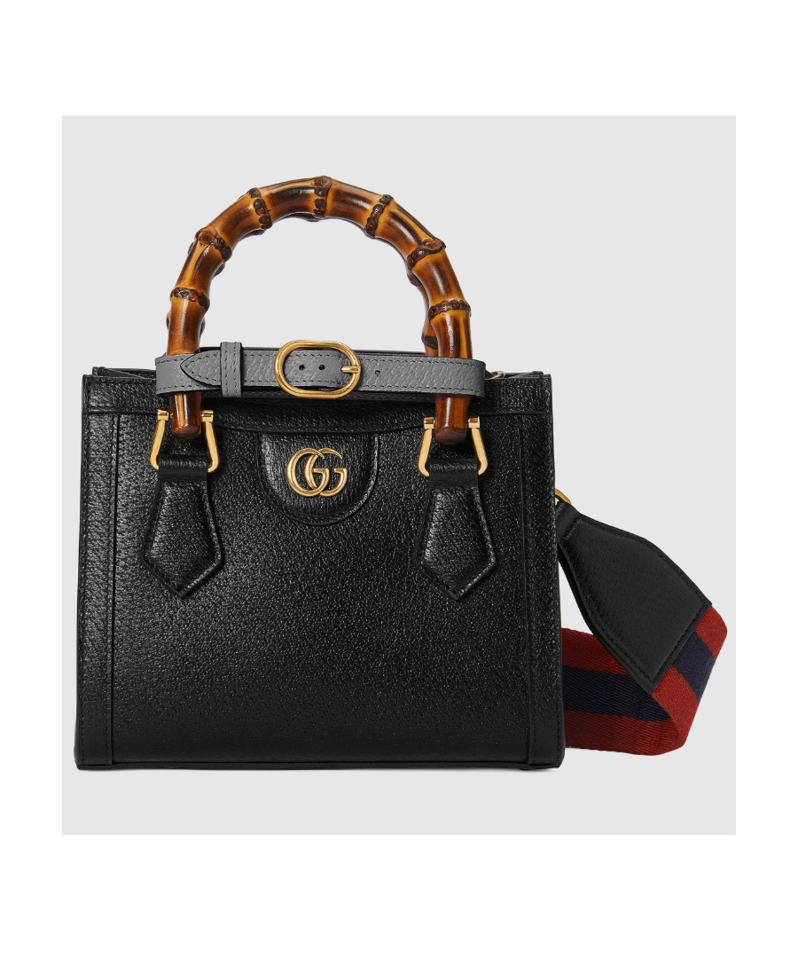 Gucci Diana Mini Leather Tote Bag In Black