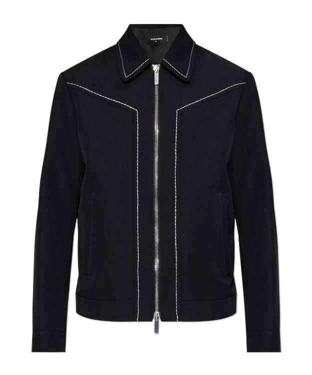 Dsquared2 Topstitched Wool Jacket In Black