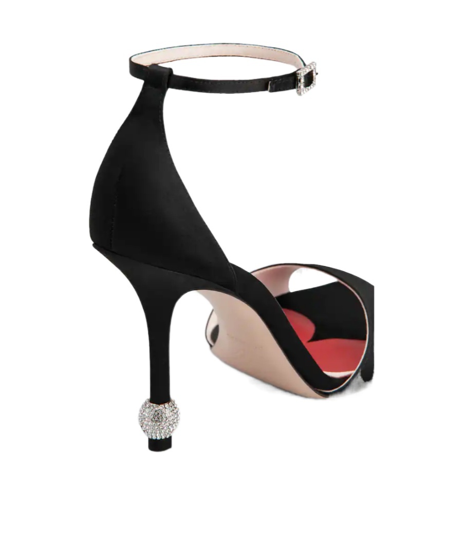 Roger Vivier I Love Vivier Strass-detail Satin Sandals In Black