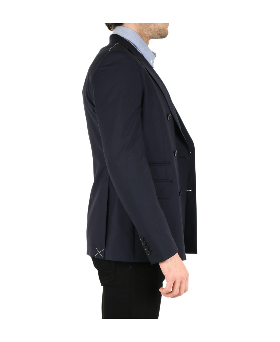 Tonello Wool Double-breasted Suit Jacket In Black