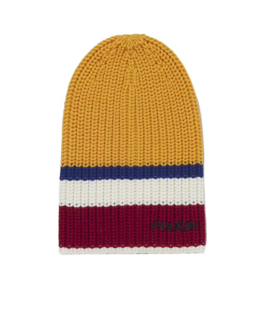 Marni Striped Ribbed-knit Wool Beanie In Multicolor