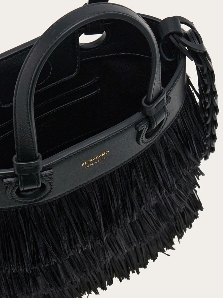 Ferragamo Fringed Tote Bag In Black