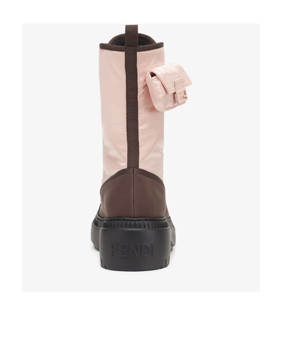 Fendi Nylon Biker Boots W/ Baguette Pocket In Multicolor