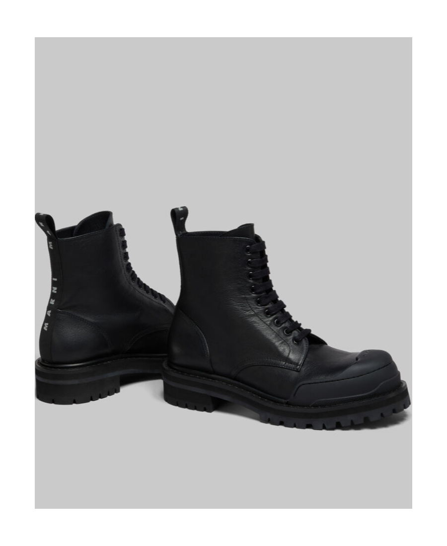 Marni Panelled Toe Combat Boots In Black