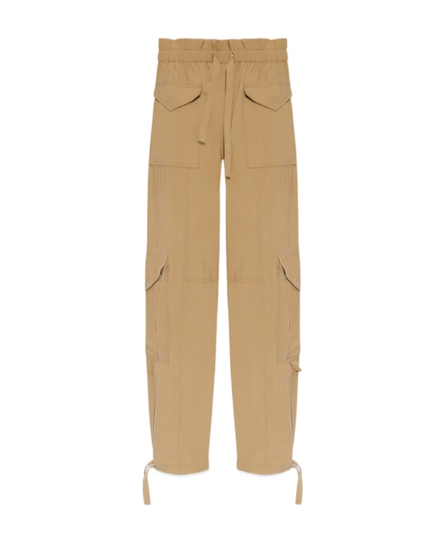 Ganni Drawstring Cargo Trousers In Nude