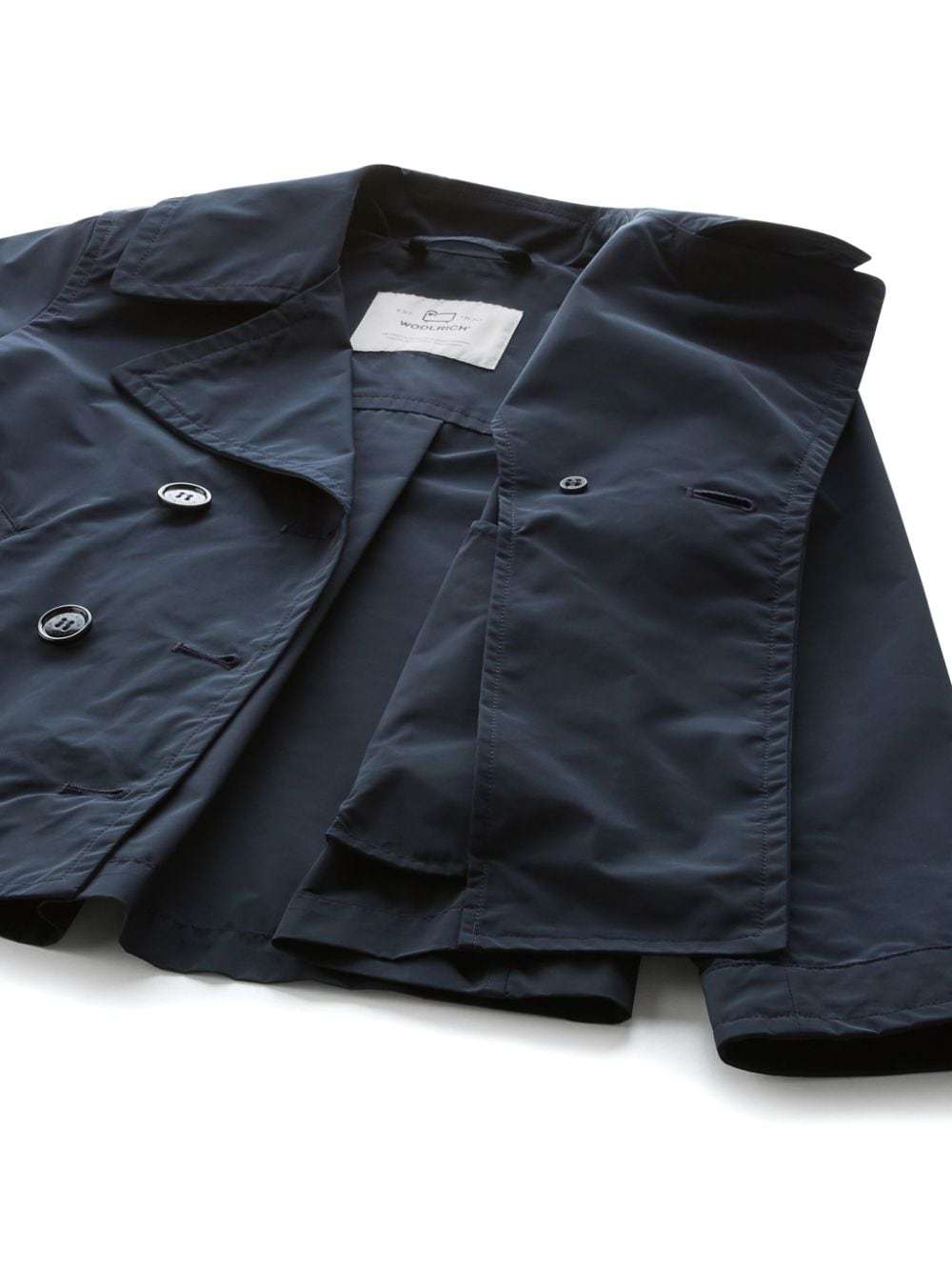 Woolrich Summer Double-breasted Peacoat In Black