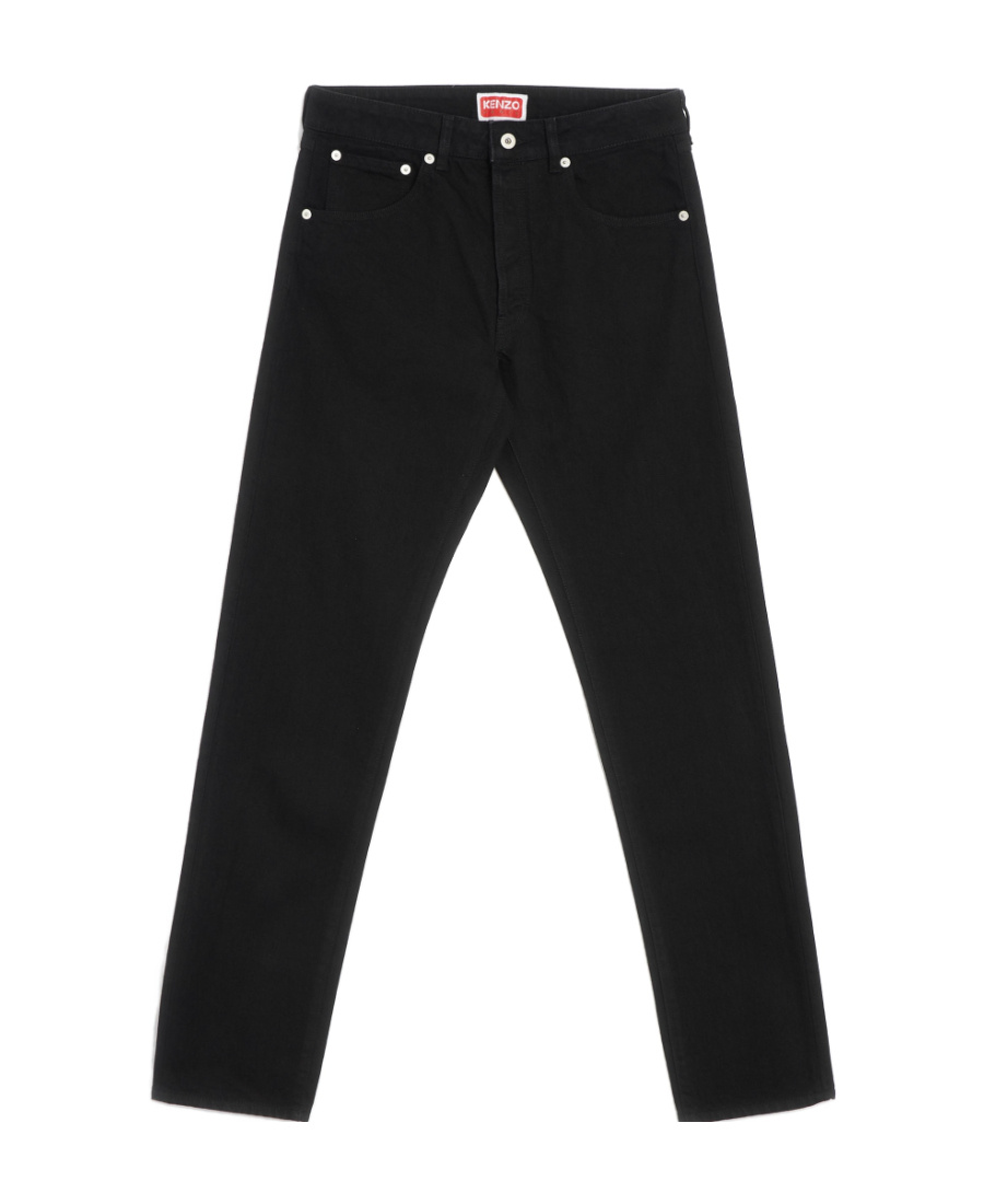 Kenzo Drawn Varsity Straight-leg Jeans In Black