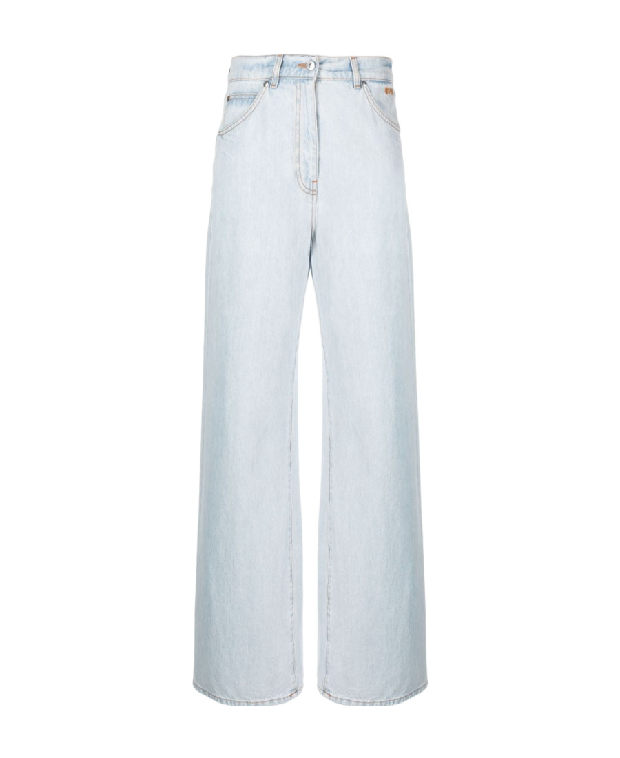 Msgm Wide-leg Washed Denim Trousers In White